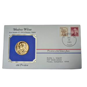 Woodrow Wilson Birthday Cover and Medal Set First Day 1983